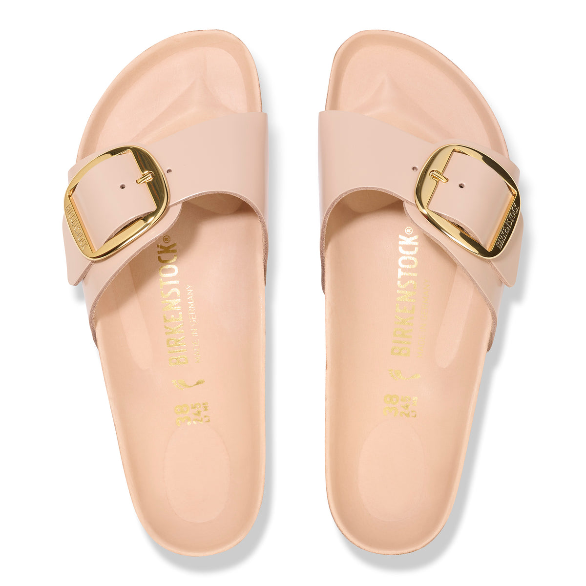 Madrid Big Buckle Natural Leather Patent sandal