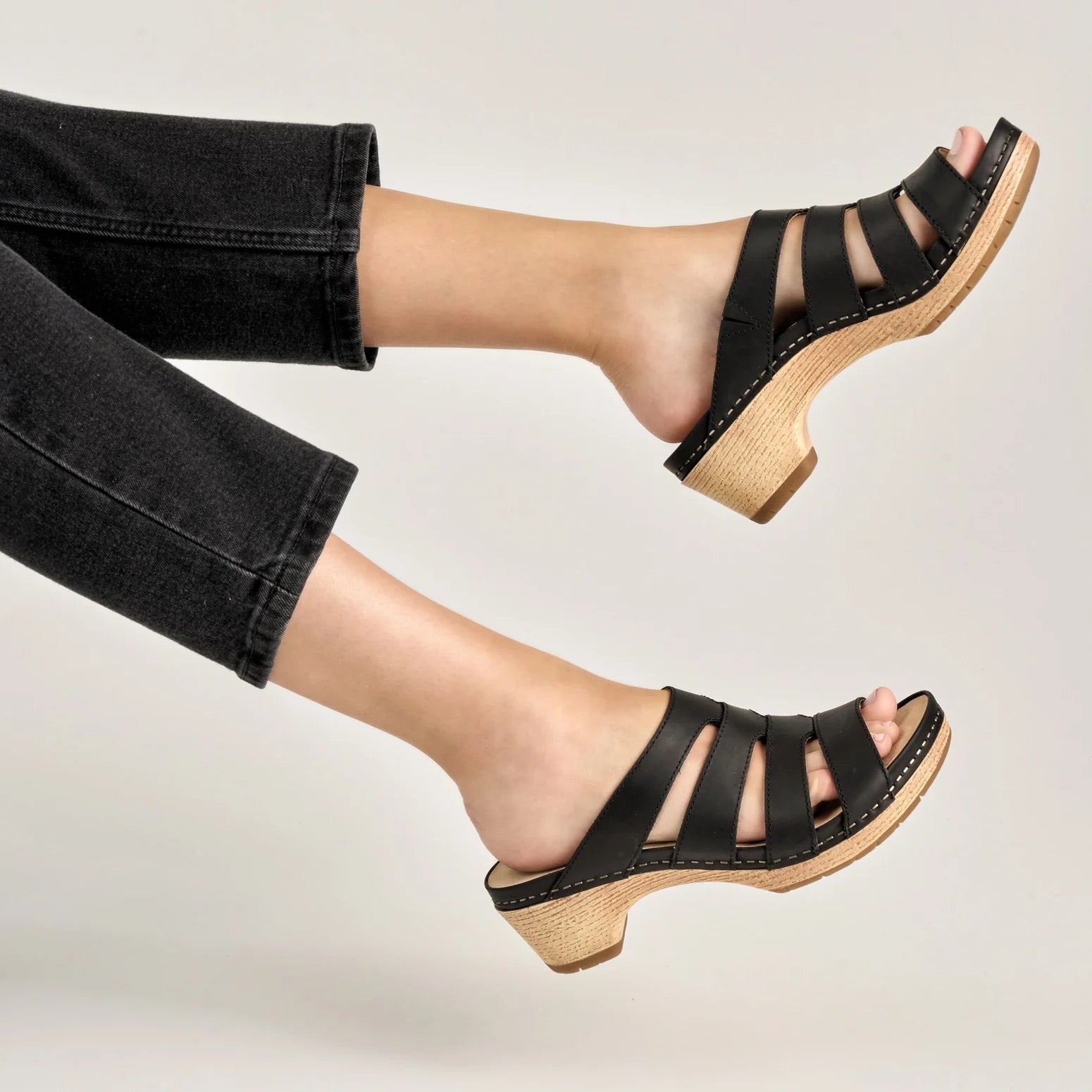 Lyndi (Black Oiled Pull Up) when worn