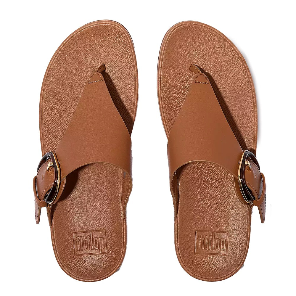 Lulu Resin Buckle Toe-Post (Deep Tan) pair