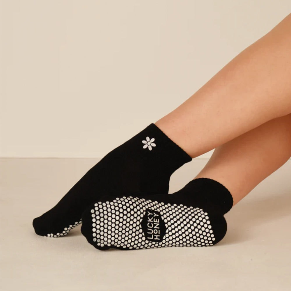 The Harlow Grip Sock (Daisy Black)