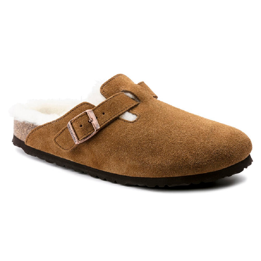 Birkenstock Boston backless clog with shearling lining in mink.