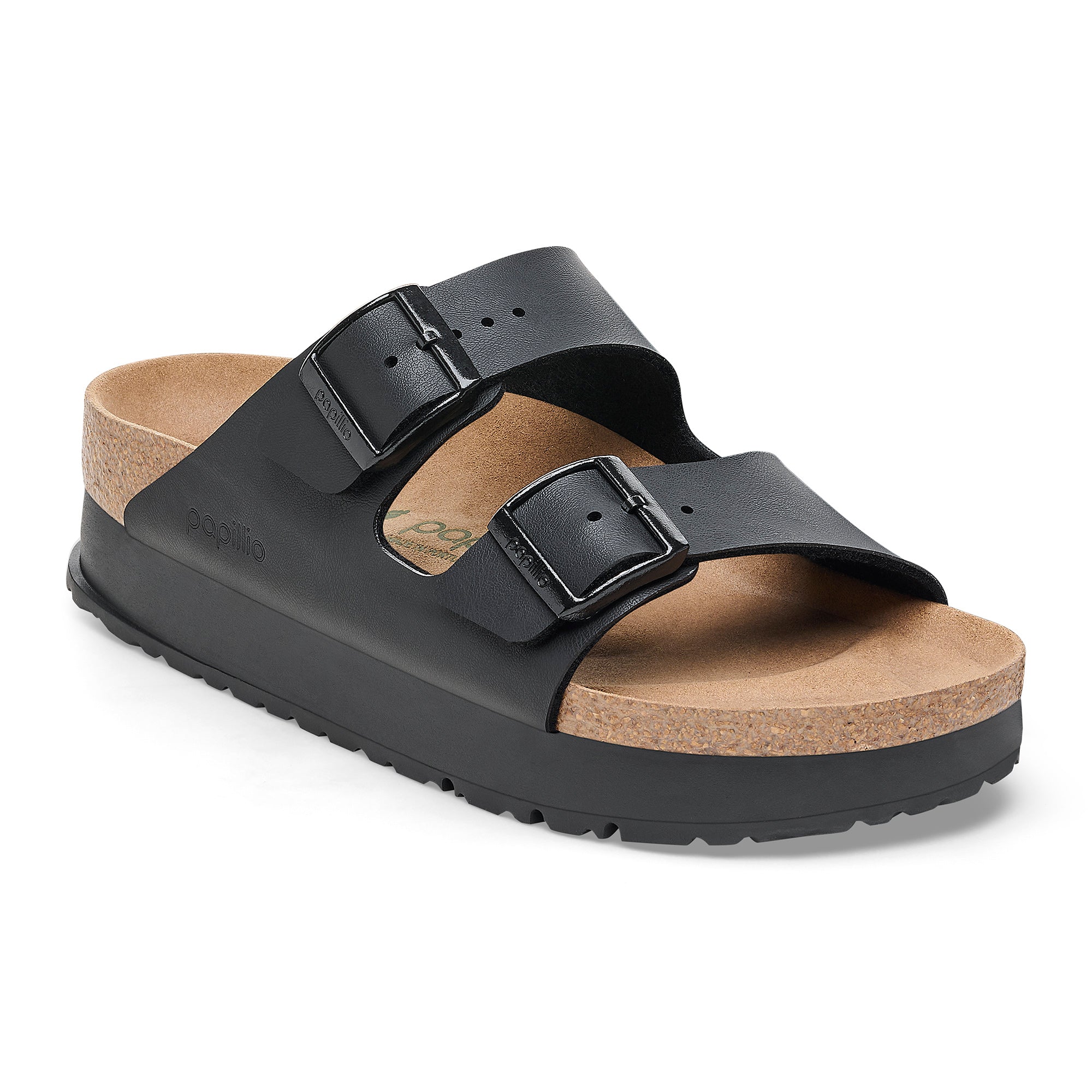 Birkenstock Vegan two-strap sandal with a platform sole in Black