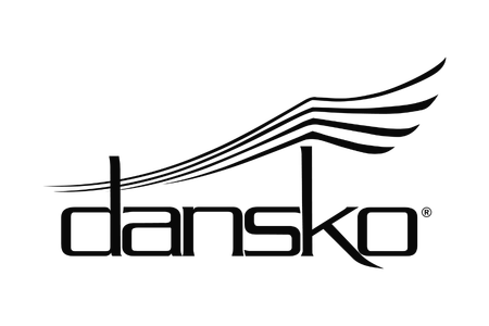 The black Dansko brand logo with stylized wing-like lines above the lowercase wordmark, shown on a plain white background.
