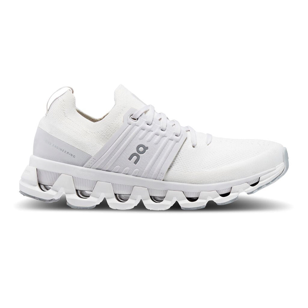 ON RUNNING Zonal knit upper, road running, Helion superfoam in White/Frost