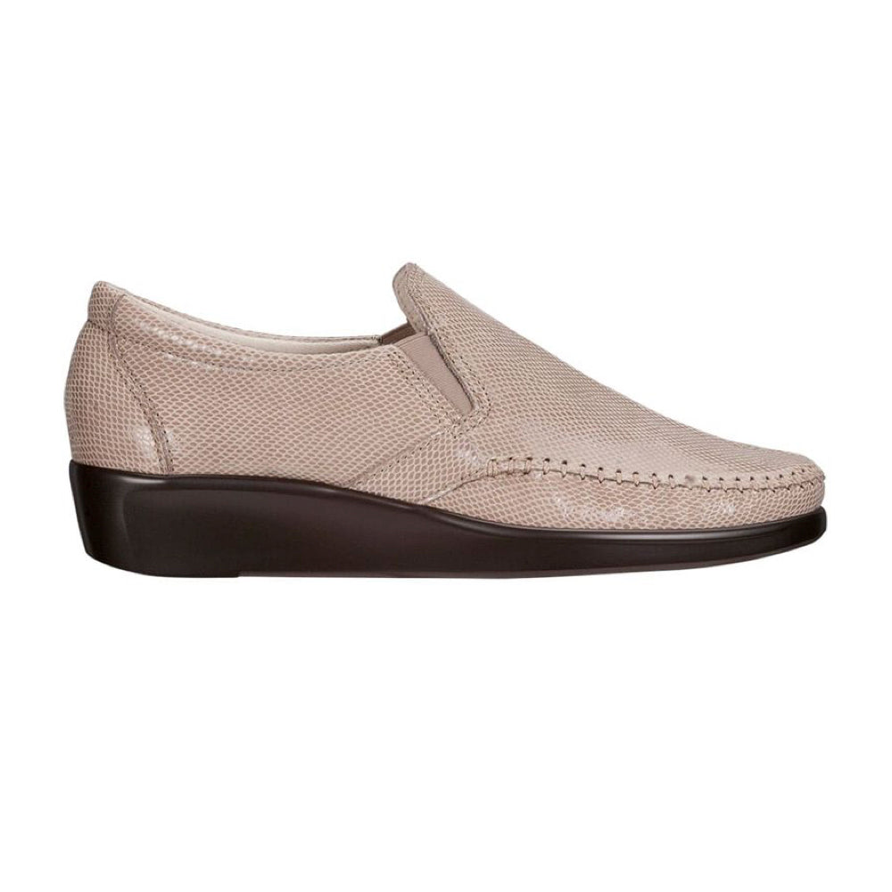 SAS Dream fine leather moccasin slip-on in Mushroom Snake color