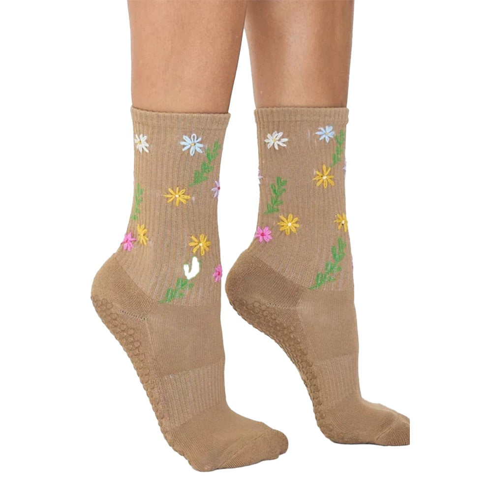 The Wild Flower Sock (Tan) side