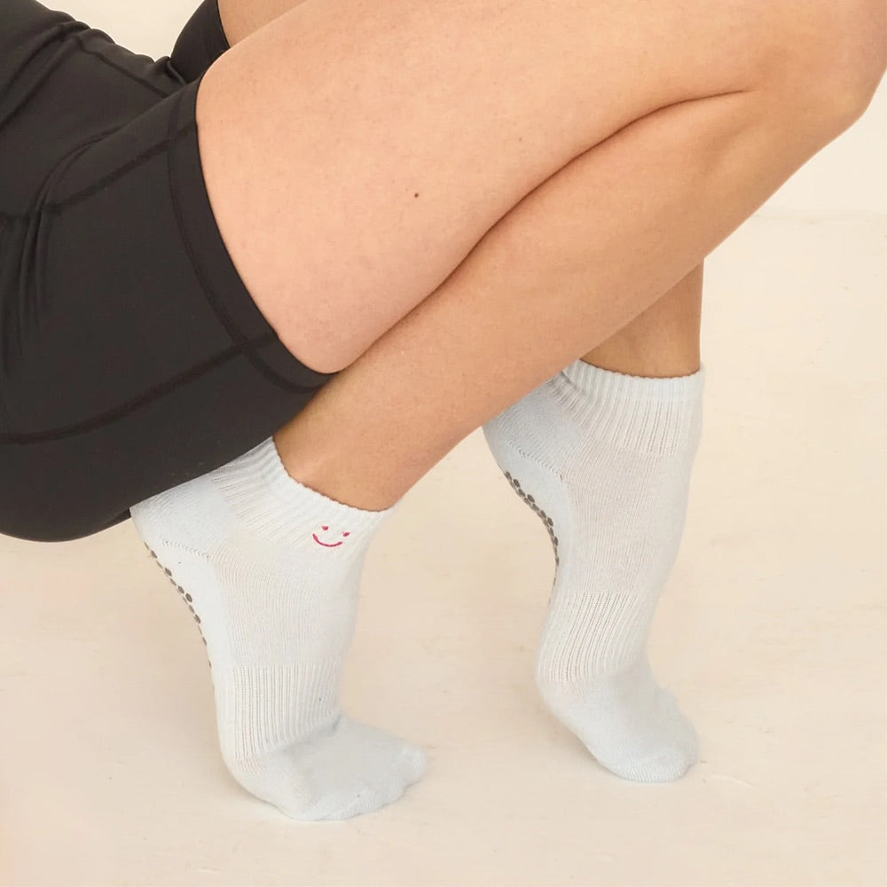 The Harlow Sock (Baby Blue Smiley) closer